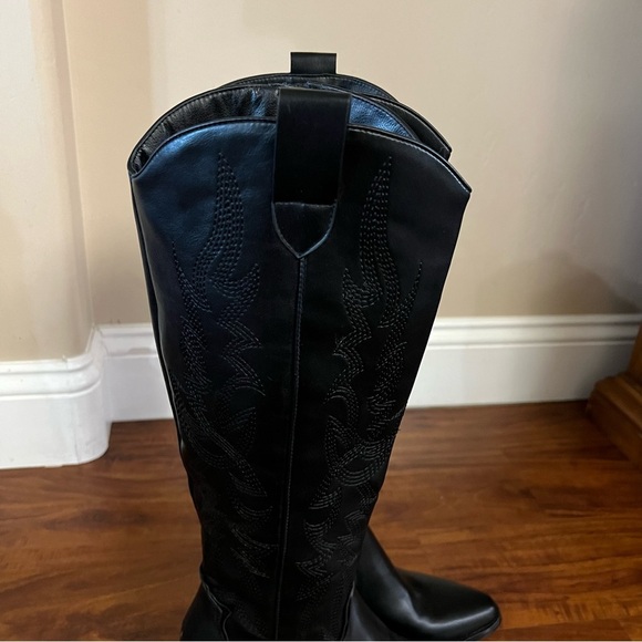 Dream Pairs Black Embroidered Western Cowboy Knee High Boots size 7.5 - Picture 4 of 13